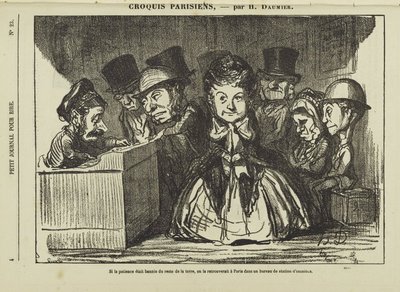 Wenn Geduld auf der ganzen Welt verschwunden wäre, würde man sie sicher an einer Bushaltestelle in Paris wiederfinden von Honoré Daumier